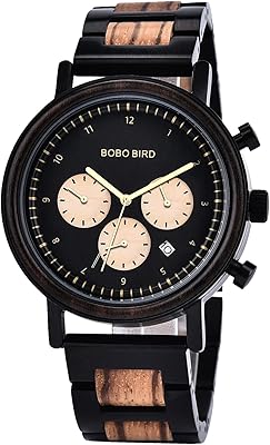 Bobo Bird Wooden Watches for Men, Fashion Quartz Chronograph, Wooden Wooden Military Watches, Sports Design of Business, Wooden Wooden Bracelet and Stainless Steel for Men.. DIAYTAR NIGERIA: Making online shopping accessible with affordable prices and nationwide delivery service.