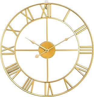 Large 60 cm wall clock, interior decoration for living room, artistic clocks without tick-tac, Roman numerals, old metal, large size (60 cm, gold).. DIAYTAR NIGERIA brings the market to your fingertips with affordable prices and prompt delivery service.
