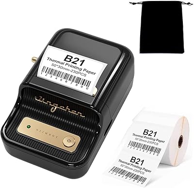 Printer of B21 barcode labels, portable labels printer with ribbon, thermal labelle without ink, compatible with iOS and Android, universal for the house and the company, with 1 roll of self-adhesive labels (black).. DIAYTAR NIGERIA combines affordability, variety, and convenience with nationwide delivery services.