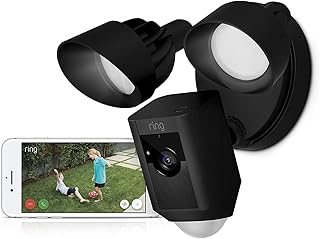 Ring Floodlight Cam - Intelligent Wi -Fi security camera, wired LED, two -way conversation, live HD video, exterior, motion sensor, night vision, black.. DIAYTAR NIGERIA connects desires with reality through affordable prices and reliable delivery service.