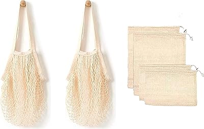 Reusable racing bags in Equak mesh - 100 % cotton mesh bag - Lot of 6.. DIAYTAR NIGERIA combines affordability with convenience, delivering your purchases within 5-8 days.