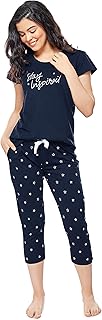 Cotton night shirt with stars print for women with high and CAPRI 5235.. Experience retail satisfaction with DIAYTAR NIGERIA's comprehensive platform and prompt shipping service.