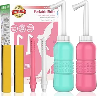 2 pieces - 2 -in -1 intimate washing pack for women, 2 nozzles (short + long), portable travel bidet with waterproof lid + storage bag, bottle of bays for postpartum care (pink + green).. DIAYTAR NIGERIA revolutionizes online retail with our extensive selection and dependable shipping service.