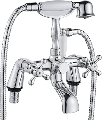 Victorian bath valves with shower, traditional lucky home 1/4 tower bathtub mixer with double lever, chrome.. Enjoy deals you can’t resist and delivery you can trust — DIAYTAR Nigeria.
