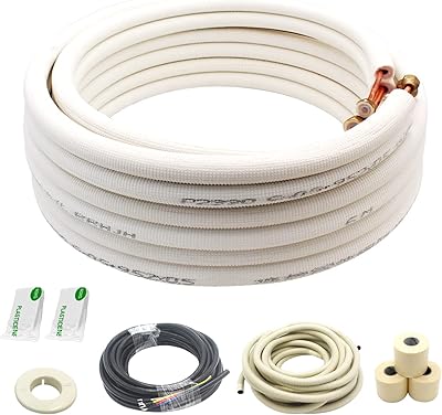 Mini set of 25 feet divided lines. Extension set of copper pipes for air conditioning, 1/4 "and 1/2" 3/8 "PE thickened for air conditioning and heating equipment, set of insulated coil lines, CVC refrigerant with nuts (1/4+1/2).. DIAYTAR NIGERIA connects you with endless possibilities through our affordable e-commerce platform.