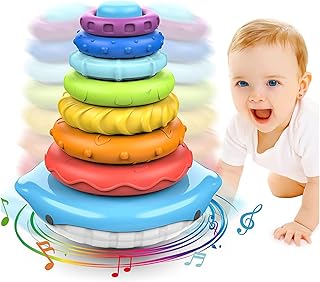 Circular stacking and nesting toy AM Anna Stacked rainbow rings with sounds.. DIAYTAR NIGERIA brings the market to your screen with thousands of affordable products delivered to your door.