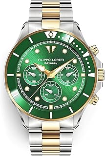 Odyssey diving watch for 42 mm men, luxury analog quartz watch with stainless steel bracelet, waterproof up to 100 meters, IP/Green silver and gold dial, Odyssey.. Discover the joy of online shopping with DIAYTAR NIGERIA's budget-friendly prices and reliable shipping.