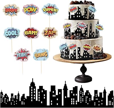 28 pieces border of town cake decoration superhero scenic cake lit the bottom.. DIAYTAR Nigeria: Your one-stop online shop with unbeatable prices and nationwide delivery in under 8 days.