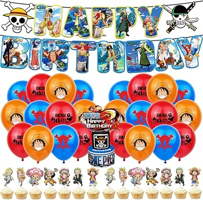 Festival decoration supplies Anime one piece, happy birthday balloons for children with balloon banner (SR - 1 room).. Nigeria’s trusted store online — DIAYTAR Nigeria never disappoints.