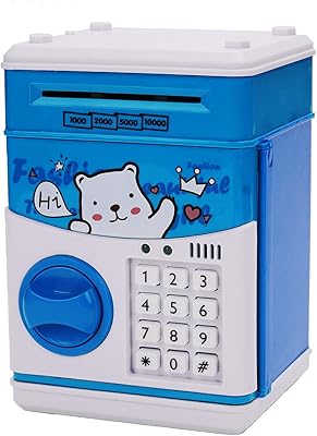 Mini ATM piggy bank, toys to save real money for children girls adult boys, electronic atm machine piggy bank saving money digital password, trunk with automatic scrolling children (blue/bear).. Your shopping dreams realized through DIAYTAR NIGERIA's affordable platform with reliable delivery times.