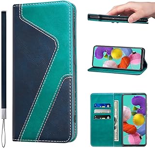 LLANGELM Foldable Anti-Shock Protective Cover, Wallet Design, PU leather, with Carte Cartes for mobile phone Samsung Galaxy A51 4G-Blue and Green.. Discover endless shopping possibilities at DIAYTAR NIGERIA, with budget-friendly prices and reliable delivery.