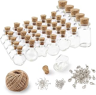 35pcs small mini transparent glass bottles with cork caps and bottles of mixed shapes for decorations and wedding festival crafts.. Shop local, shop fast — DIAYTAR Nigeria delivers across the country.