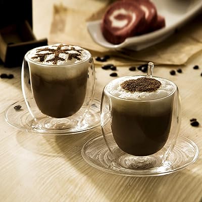250 ml sapphire double sapphire pile, set of 2 from i® with glass spoon, 2 saucers and safe packaging for coffee, tea, latte, espresso, Americano and cappuccino 8.5 oz (250 ml).. DIAYTAR NIGERIA transforms dreams into deliveries with our affordable prices and 5-8 day shipping.