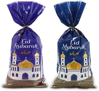 100 plastic bags cellophane with golden twisted ties for birthday gifts, children's holidays, baby gifts and cookies (Eid Moubarak).. Say hello to Nigeria’s fastest-growing e-commerce site — DIAYTAR Nigeria.