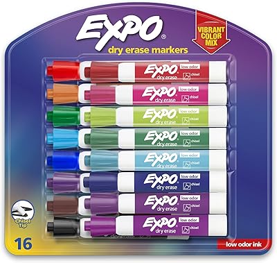 Expo Set of quick -drying erasable markers with quick drying with sweet beveled tip, matching colors, 16 pieces.. DIAYTAR NIGERIA brings online shopping to every Nigerian with affordable prices and reliable shipping.