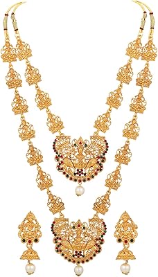 Set of jewelry for women with modern design composed of a short and long traditional 18 -carat plated necklace and a pendant by Shining Diva Fashion.. Everyday deals, every category — only on DIAYTAR Nigeria.