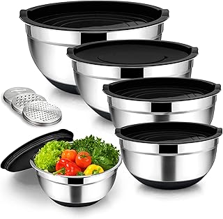 Mixing Memelon® 14 -room bowls with hermetic lids | Set of bowls to mix in stainless steel with 3 grapes | 5 sizes with non -slip silicone base, suitable as a gift for pastry or cereal salad in the kitchen.. Discover endless possibilities with DIAYTAR NIGERIA's comprehensive catalog and budget-friendly delivery.