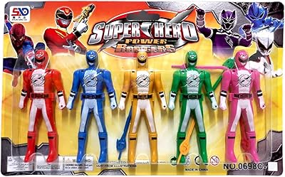 Party Time - 1 batch of 5 superhero figurines, Multi Pack 4.5 "with weapons accessories (5 colors).. Shop anytime, receive on time — only with DIAYTAR Nigeria.