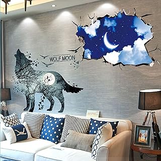 3D wall stickers Wolf Dream sky, removable wall stickers, for children's bedrooms, ceiling, living room, living room.. Shop smart with DIAYTAR NIGERIA, offering a vast product range delivered to your doorstep within a week.