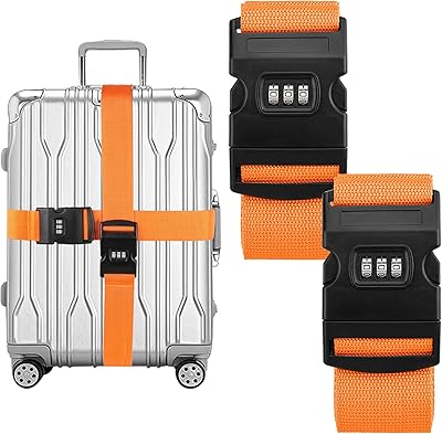 Set of 2 pieces of luggage straps, adjustable loop packaging straps for suitcases, travel belt accessories (orange).. DIAYTAR NIGERIA makes online shopping accessible to all with budget-friendly prices and reliable delivery.