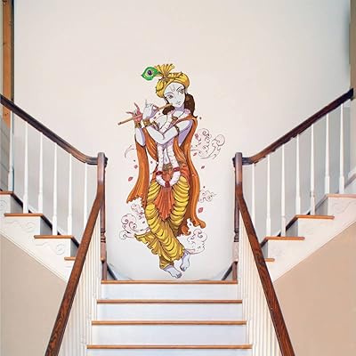 PVC Raobockets \ "Lord Krishna PVC Vinyl Sticker with flute \" (90 x 60 cm, multicolored).. DIAYTAR NIGERIA makes online shopping accessible with our budget-friendly prices and reliable shipping.
