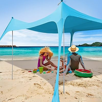Gluckluz beach tent tent with sand anchor, portable anti-wind upf 50+ with 4 aluminum foldable posts for 6 to 8 people, outdoor campsite, fishing, picnic in the garden (3 x 3 m, blue).. Affordable convenience is here — shop DIAYTAR Nigeria today.
