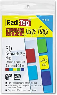 RTG76820-Redi-Tag 76820-Removable page flags, red/blue/green/yellow/purple, 10/color, 50/Package.. DIAYTAR NIGERIA brings the market to your screen with thousands of affordable products delivered to your door.