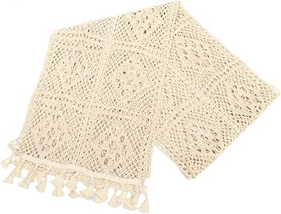 Yardoy Crochet Natural cotton lace tablecloth with fringes for wedding festival.. DIAYTAR NIGERIA transforms online shopping with competitive prices and dependable nationwide delivery.