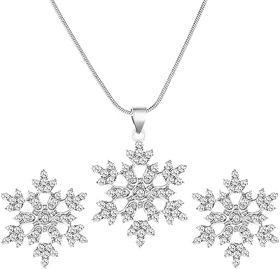 Snowflake and earrings necklace for women, Christmas necklace in rhinestones, snowflake pendant, gift jewelry for women and teenage girls.. Your trusted marketplace, DIAYTAR NIGERIA offers comprehensive selection with budget-friendly delivery.