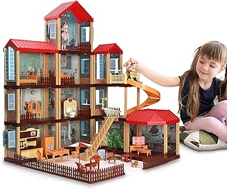 Vibe Fire Dollhouse Building Toys Dream House model, home accessories, mobile slides, pets and dolls, DIY doll house, gift for boys and girls (11 rooms) (11 pieces (red).. DIAYTAR NIGERIA provides endless shopping possibilities with affordable prices and prompt delivery service.