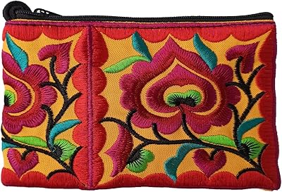 Sabai - Mini portfolio and floral bracelet for women - small handmade, red/orange bag, mini, handmade Thai wallet for women.. Shop with confidence at DIAYTAR NIGERIA, enjoying competitive prices and delivery within 8 days.