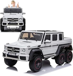 Rolling car under license Dorsa Mercedes Benz AMG G63 6x6 with remote control 2.4g, 12 V, 4 motors, stroller function, opening doors, spring suspension, USB reader, MP3, Bluetooth - White function.. DIAYTAR NIGERIA: Connecting every Nigerian with quality products at prices everyone can afford.