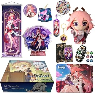 Genshin Impact Merch Box, includes a figurine, a plush, keychain, stickers, a vision, a bracelet, gift cards and a mouse mat (Yai Miku).. Join millions of satisfied shoppers using DIAYTAR Nigeria every day.