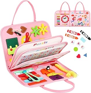 Plate occupied 8 in 1 for toddlers of 1 year, 89 pieces Montessori sensory board for 2 3 4 educational activities for toddlers for basic clothing motor skills, baby learning toys for travel, gift for girls (pink).. DIAYTAR NIGERIA: Creating access to affordable products for every Nigerian with our swift delivery service.