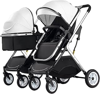 Simple double-to-down convertible side by convertible side, double stroller with portable stroller, double stroller for newborns and toddlers, adjustable height, sun visor, white, white.. DIAYTAR NIGERIA makes online shopping accessible to all with budget-friendly prices and reliable delivery.