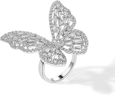 Butterfly ring for women, adjustable gold and zirconic ring, shiny crystal, silver, open ring for girls, birth stone, alliances, gift jewelry for mother's birthday, metal, unknown.. DIAYTAR NIGERIA: Your partner in affordable online shopping with dependable delivery within 8 days.