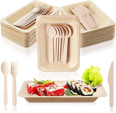 Set of 200 disposable party sets comprising 50 disposable plates in 8 "bamboo palm leaf and 150 covers (50 forks, 50 knives, 50 spoons) Wooden disposable plates for birthday party, wedding, home event.. Discover a world of choices with DIAYTAR NIGERIA's extensive marketplace and prompt shipping service.