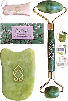 Better me original set of facial massage with green jade and gua SHA certified luxury for the face, face, neck and arms for smoother, younger and healthier skin (blue green).. DIAYTAR NIGERIA: Where quality meets affordability, with thousands of products delivered in less than 8 days.