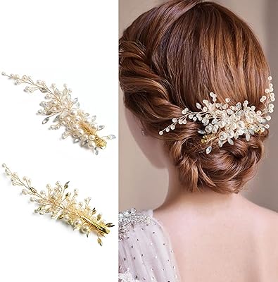 Pearl hair clips for weddings accessories rhinestone women.. DIAYTAR NIGERIA delivers affordability and convenience to your doorstep within 8 days of purchase.