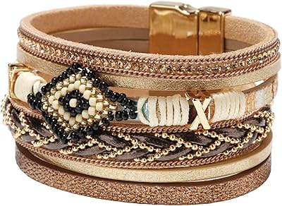 Kar nan leather bracelet, multilayer leather bracelet, bohemian jewelry in hand -woven khaki leather, gift for women, leather, without precious stones.. Wide range, low cost, fast delivery — that’s DIAYTAR Nigeria.