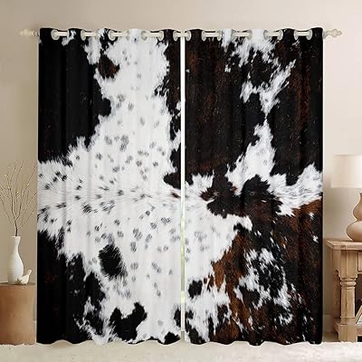 Black white cow's fur curtains and brown window curtains for children.. No hidden costs, no long delays — just DIAYTAR Nigeria convenience.