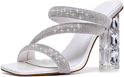 Strass heeled sandals for thick transparent mules thread.. Affordable online shopping is just a click away with DIAYTAR Nigeria.