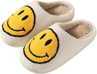 Retro smiling slippers for women, flexible and comfortable slippers, padded slippers with a smiley design, fluffy to the men's men.. Discover the perfect shopping experience with DIAYTAR NIGERIA's vast selection and prompt delivery service.