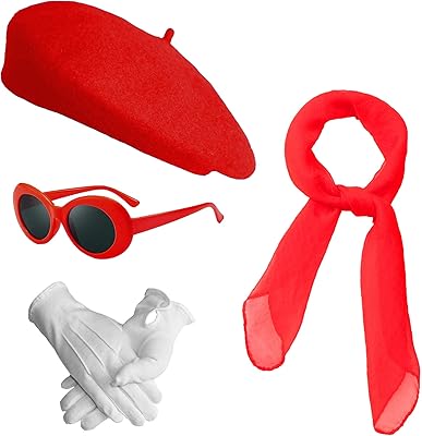 Set of cosplay costume accessories on the French theme of the 50s in Paris for women and girls (4 pieces).. DIAYTAR NIGERIA transforms dreams into deliveries with our affordable prices and 5-8 day shipping.