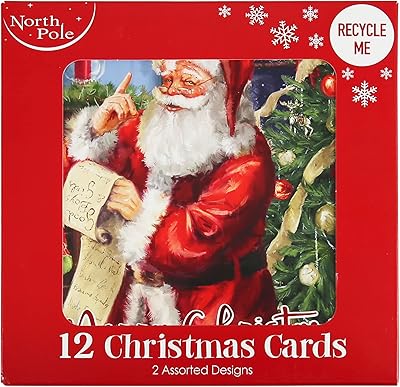EURWRAP pack of 12 Christmas cards matching in the traditional style of Santa Claus, 2 Christmas patterns and Christmas wishes.. From household needs to gadgets, DIAYTAR Nigeria has it all.