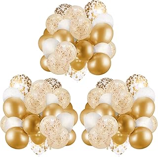 A package of 80 golden balloons with confetti balloons in golden, white and transparent latex 12 inch.. DIAYTAR NIGERIA: Where affordability meets variety, with thousands of products delivered in less than 8 days.