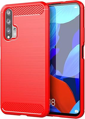 TPU flexible rubber anti -drop with ultra -fine pattern in brushed carbon fiber for Huawei Nova 5T Pro - Red.. Shop confidently with DIAYTAR NIGERIA, offering affordable prices and reliable delivery within a week.