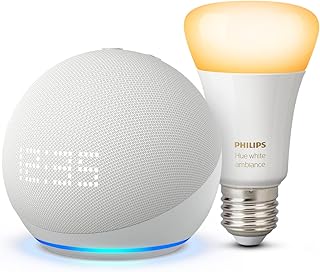 Echo Dot (5th generation, version 2022) with clock, intelligent LED philips Hue white light bulb, works with Alexa - Smart Home Starter Kit.. DIAYTAR NIGERIA: Bringing quality products to every Nigerian home at prices everyone can afford.