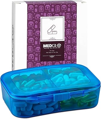 Medca Vitamin Organizer - Storage box of travel pills and 6 -compartment container to organize pills, medicines, supplements, vitamins and fish oils for daily use by Medca.. DIAYTAR NIGERIA: Where smart shoppers find everything they need at prices they can afford.