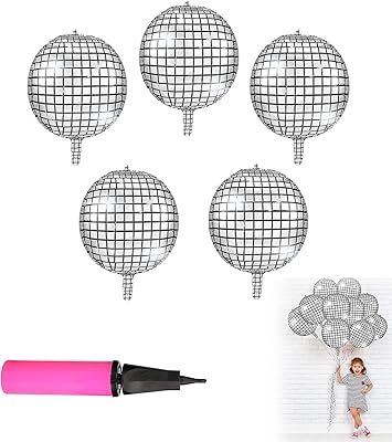 5 Disco metal balloons for party decorations, 4D 22 Disco Boule 22 ", Large Reflective Laser Ballon For Birthday Party. Random -colored air pump included (basic design).. Why pay more? DIAYTAR Nigeria gives you the best for less.
